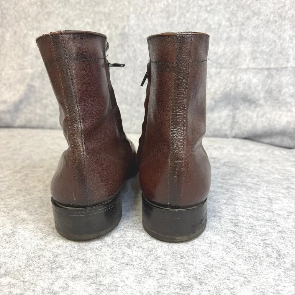 Florsheim Vintage Mens Brown Leather Side Zip Moc Toe Ankle Dress Boots 10.5 D